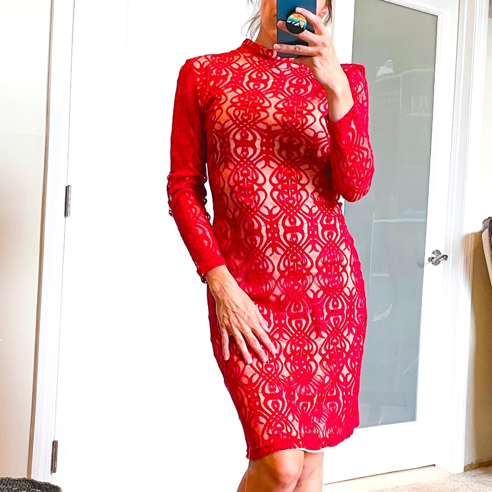 Red lace dress